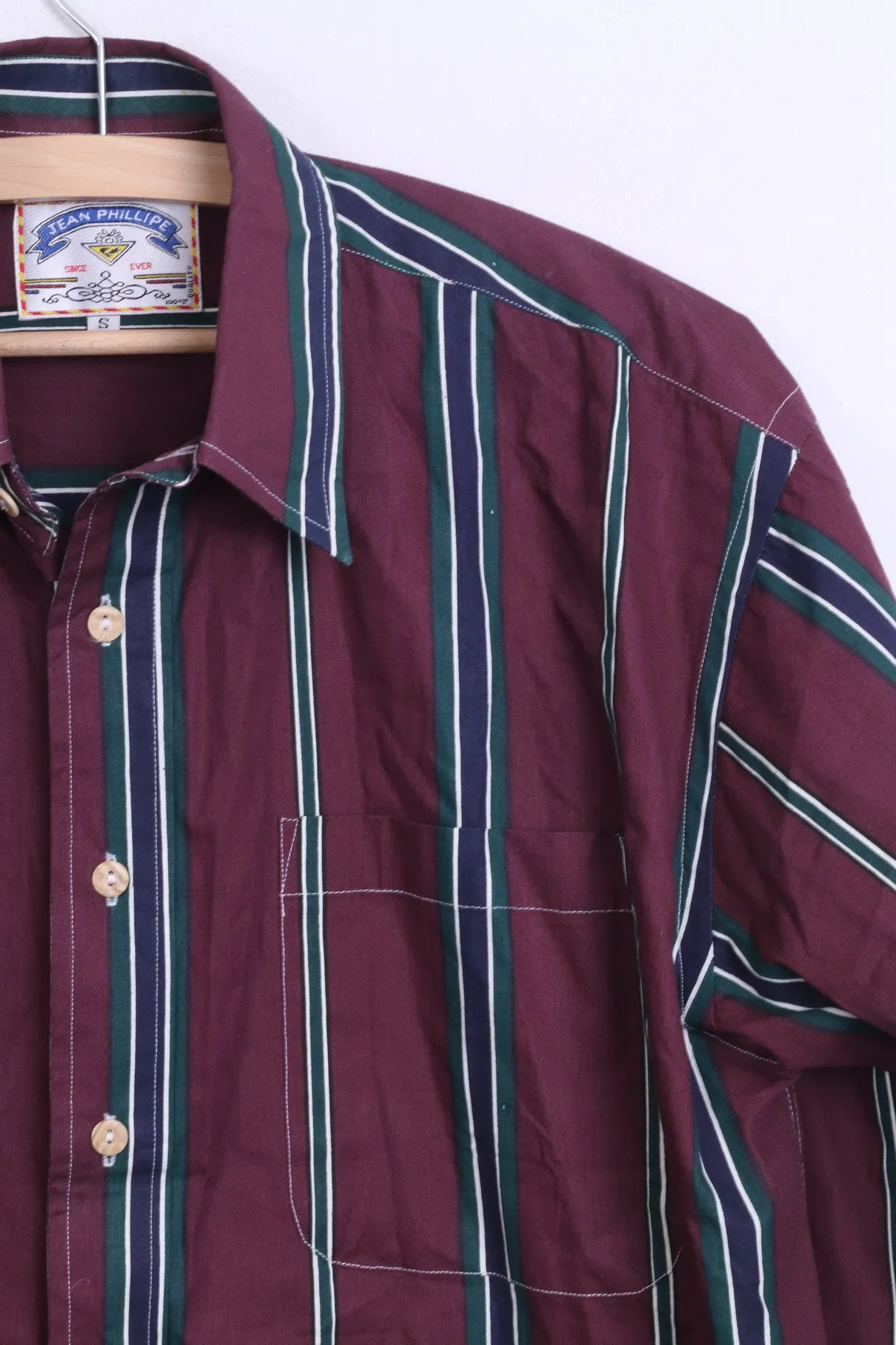 JEAN PHILLIPE Mens S Casual Shirt Purple Striped Cotton