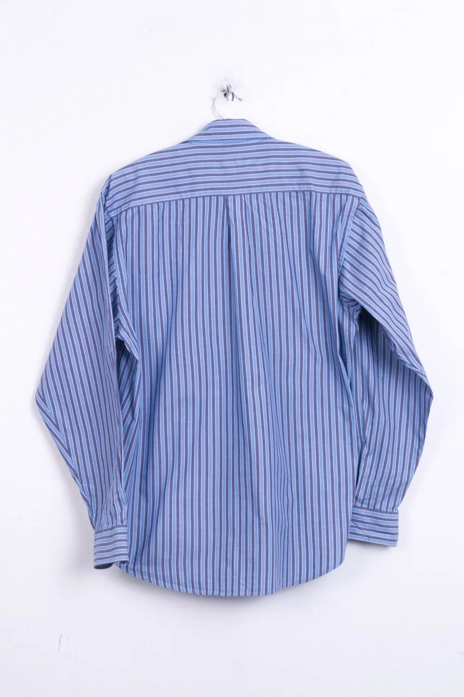 Jeanagers Mens M 38/40 Casual Shirt Cotton Blue Classic Collar Striped Button Down Collar