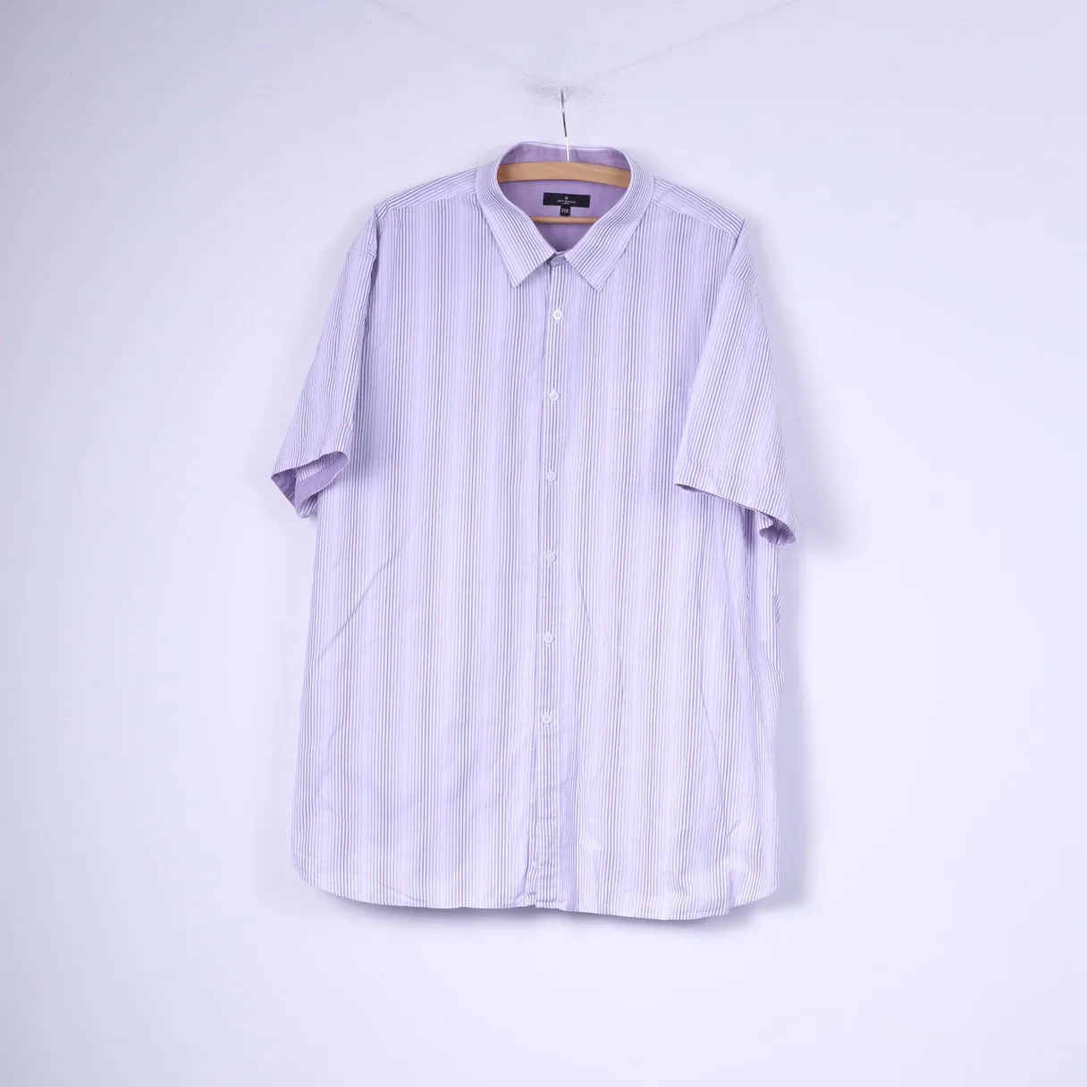 Jeff Banks London Mens 3XL Casual Shirt White Striped Cotton Short Sleeve Top