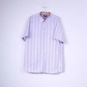 Jeff Banks London Mens 3XL Casual Shirt White Striped Cotton Short Sleeve Top