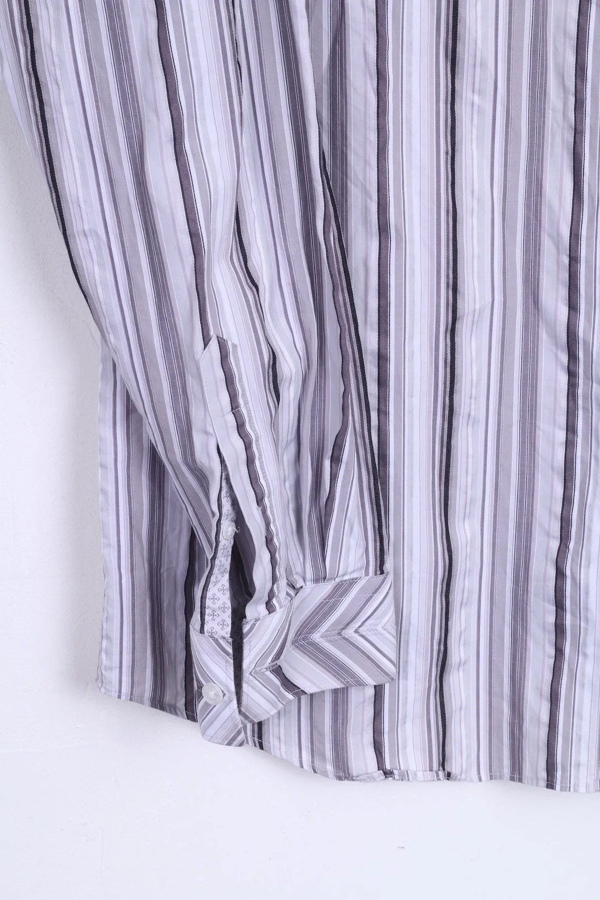 Jeff Banks London Mens L Casual Shirt Striped Cotton White