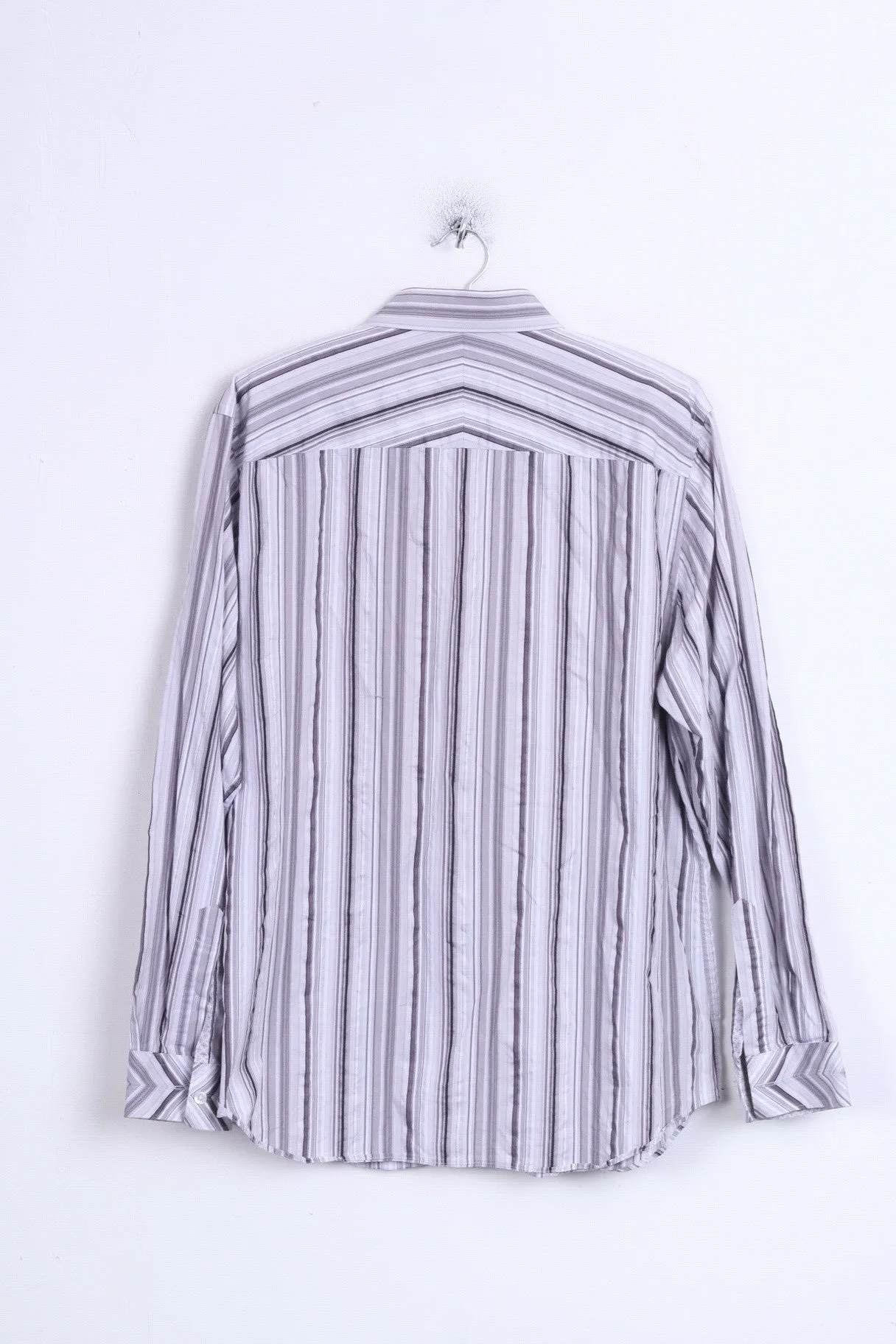 Jeff Banks London Mens L Casual Shirt Striped Cotton White