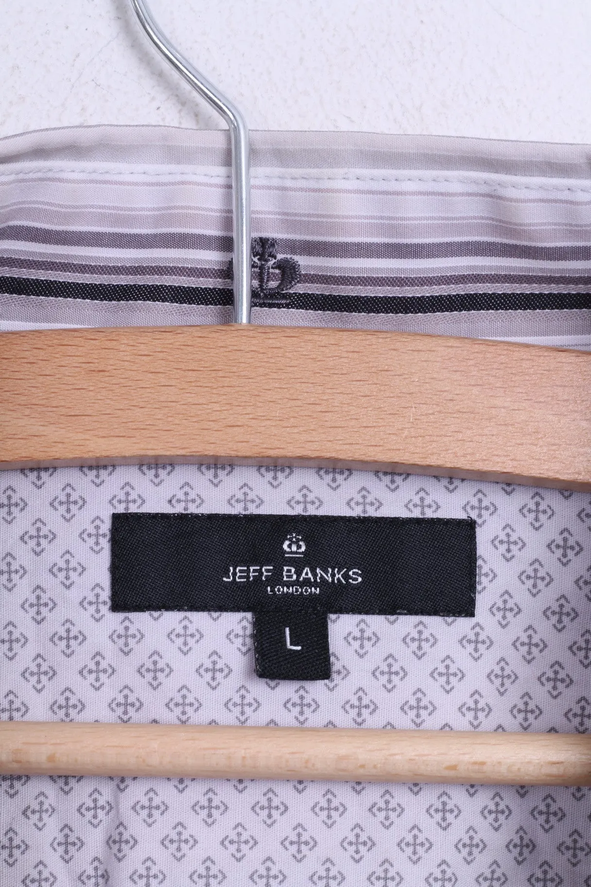 Jeff Banks London Mens L Casual Shirt Striped Cotton White