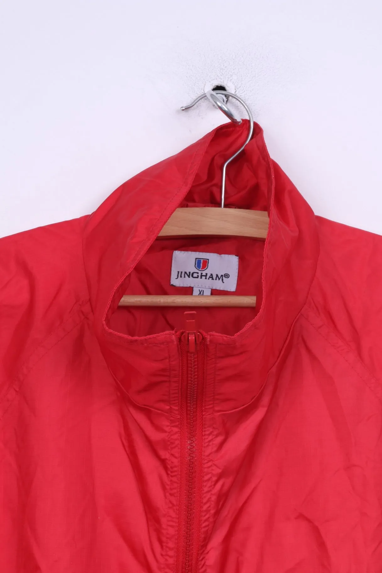 Jingham Kommunal Mens XL Jacket Full Zipper Red Nylon Waterproof