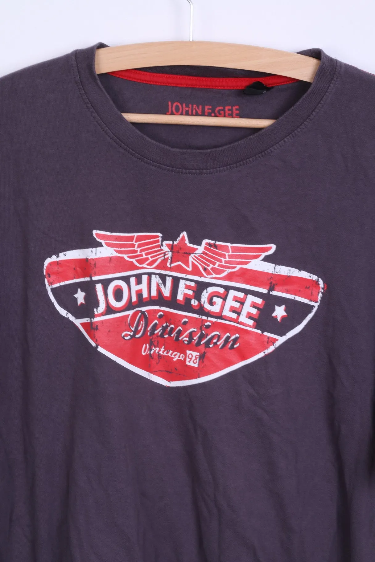 John F.Gee Mens 48/50 L T- Shirt Taupe Cotton Crew Neck