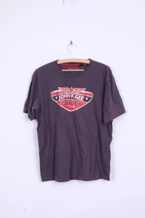 John F.Gee Mens 48/50 L T- Shirt Taupe Cotton Crew Neck