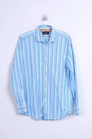 John Partridge Mens 16.5 L Casual Shirt Striped Cotton White