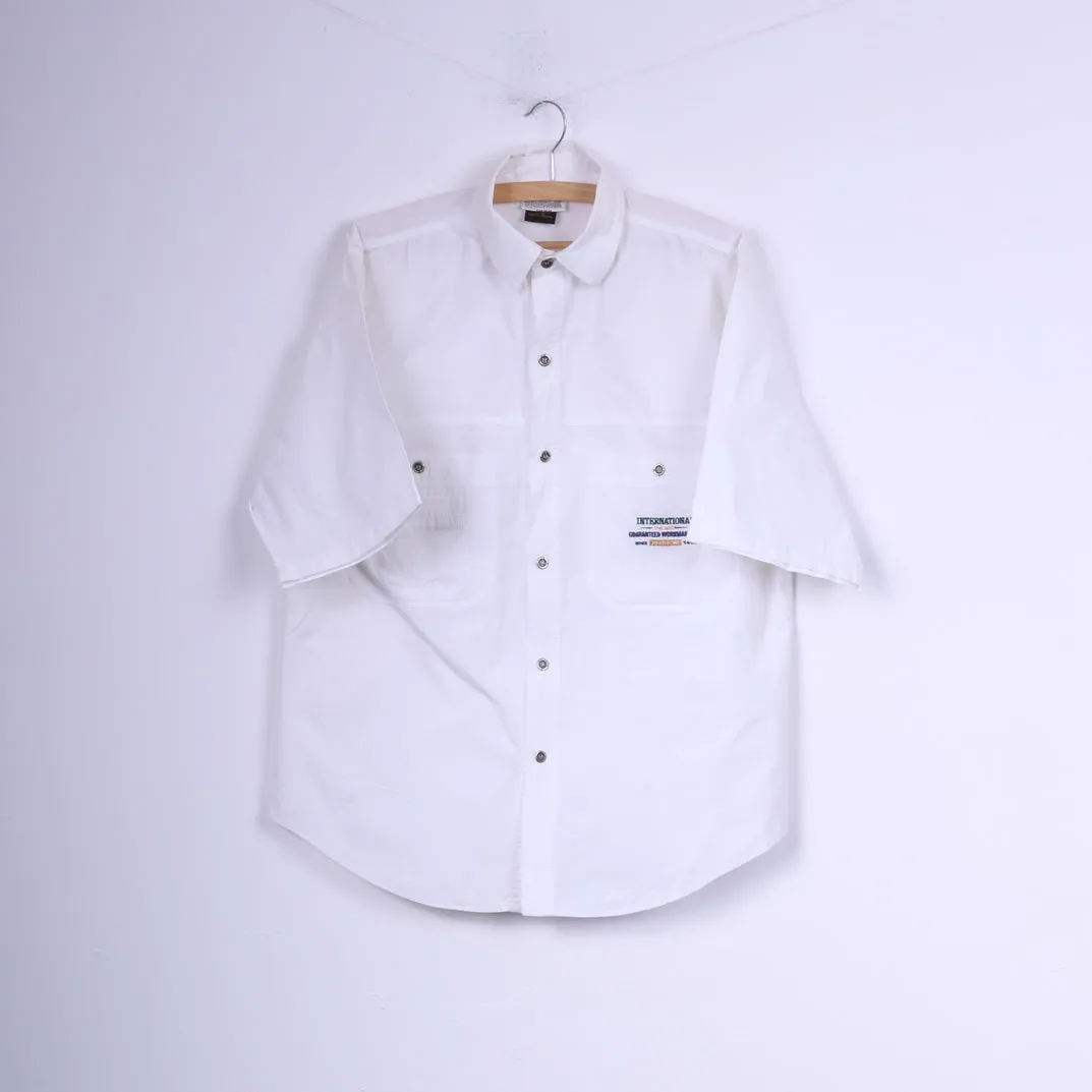 Jordache Jeanswear Mens S Casual Shirt White Short Sleeve Top Vintage