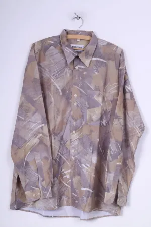 Jupiter Styled By Goldress Mens 43 XL 163/5 Casual Shirt Abstract Print Long Sleeve Green Vintage