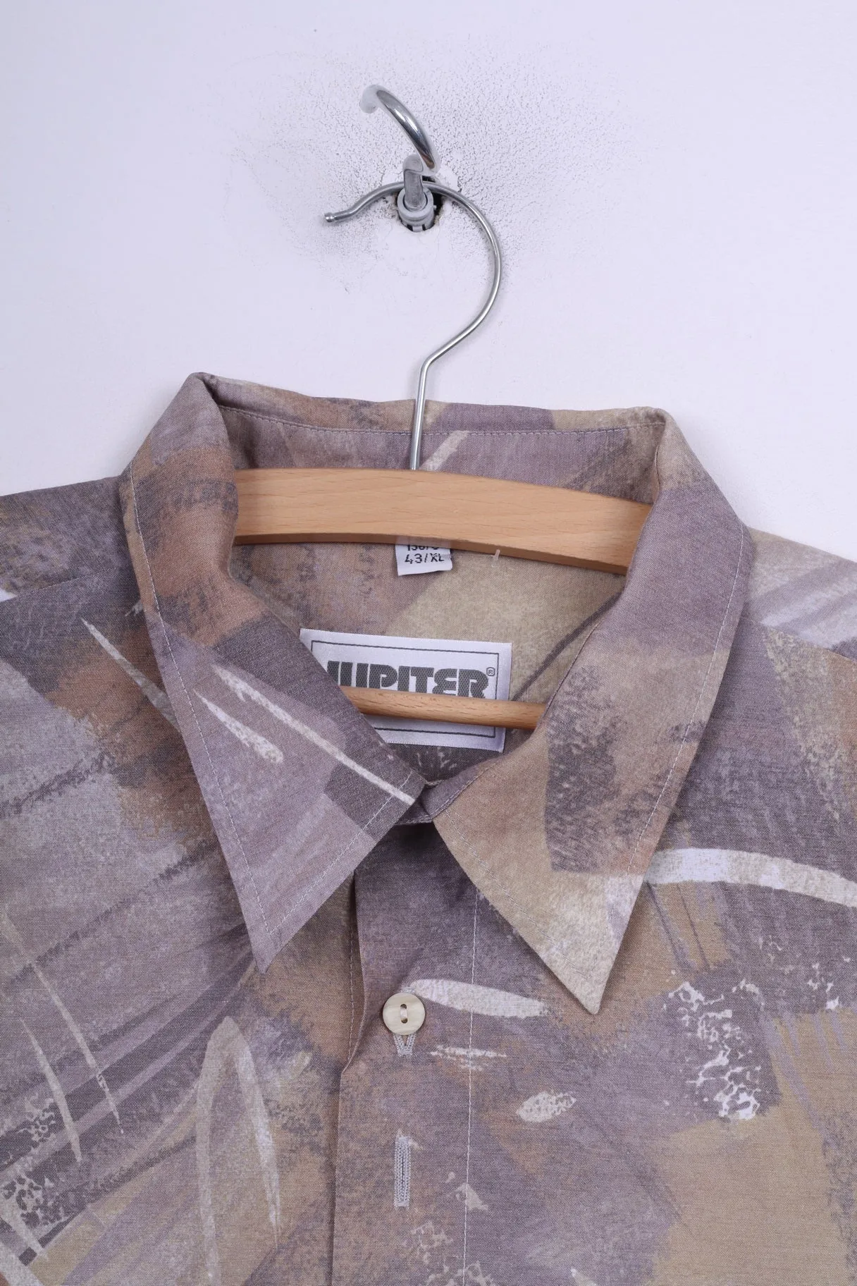 Jupiter Styled By Goldress Mens 43 XL 163/5 Casual Shirt Abstract Print Long Sleeve Green Vintage