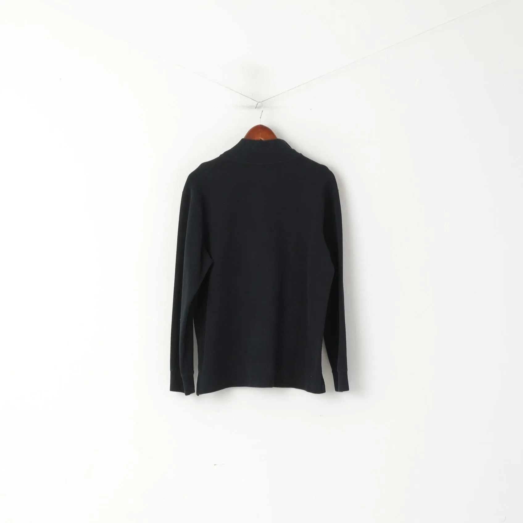 Kangol Men S Sweatshirt Black Pullover Cotton Vintage Zip Neck Sport Top