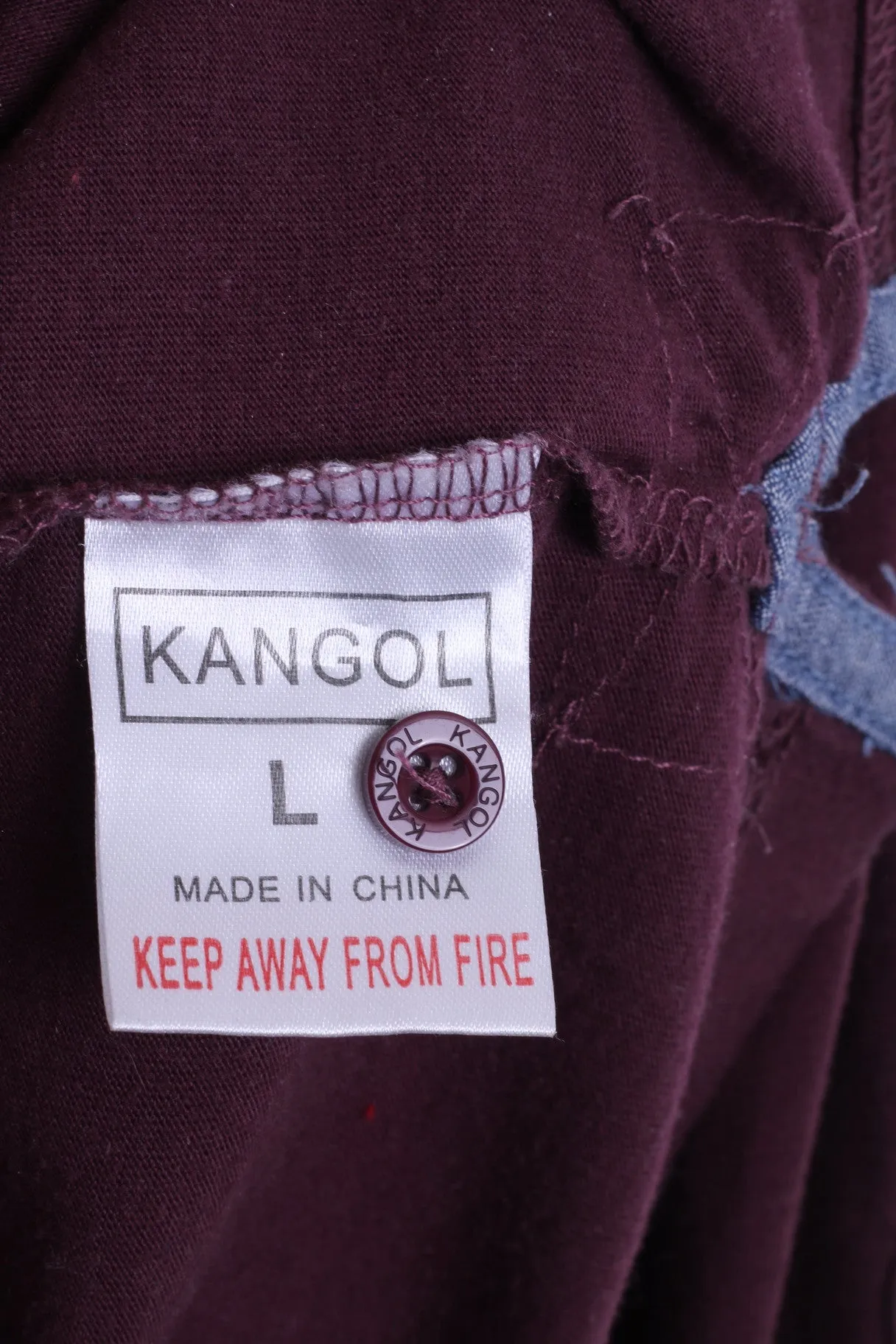 KANGOL Mens L Polo Shirt Long Sleeve Cotton Maroon Sport