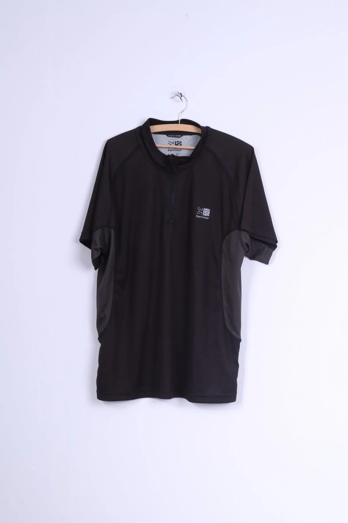Karrimor Mens 3XL Shirt Black Run Zip Neck Stretch Top