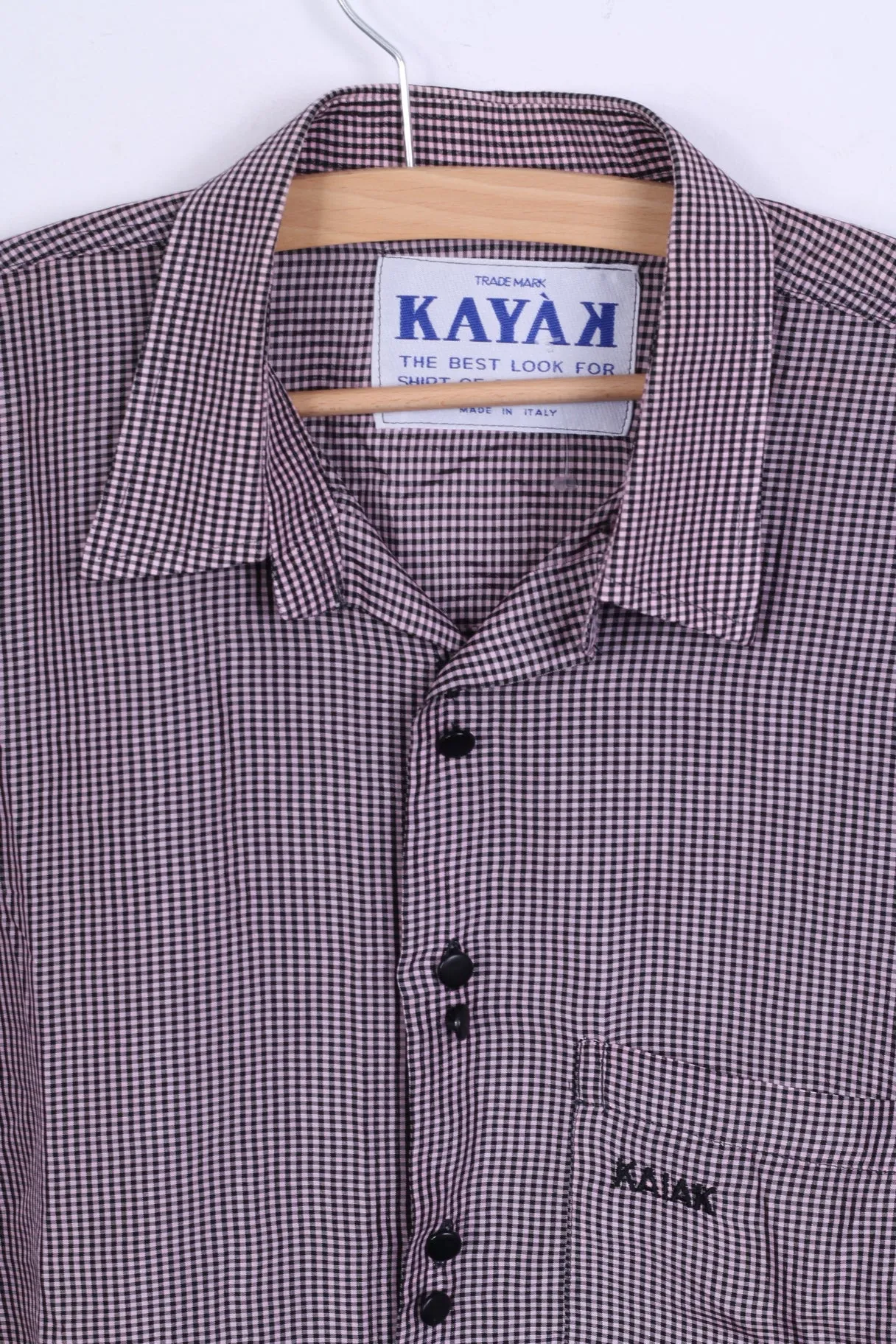 KAYAK Mens M Casual Shirt Purple Checkered Long Sleeve Modern