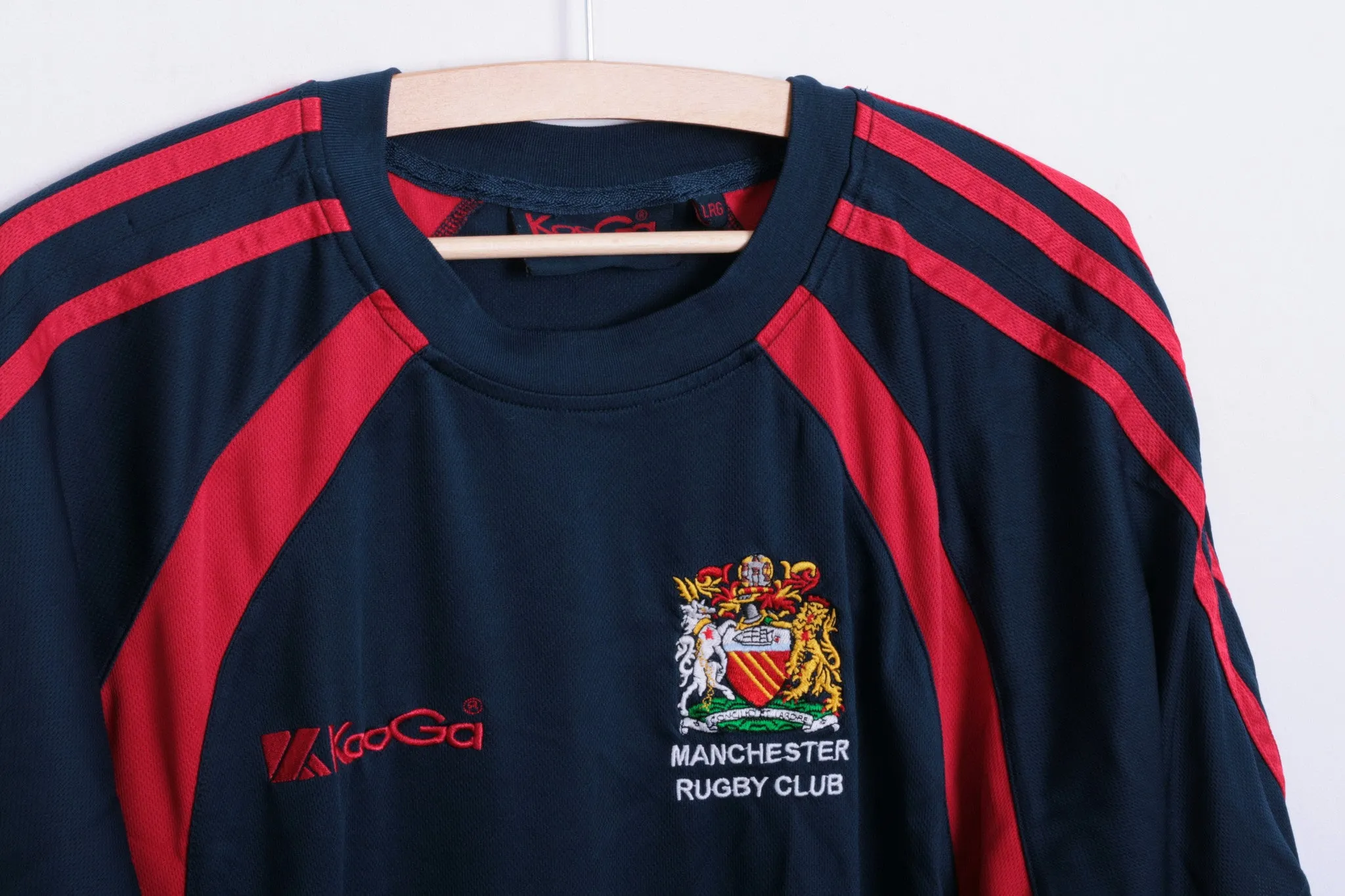 Kooga Manchester Mens L Shirt Short Sleeve Rugby Club Sport Blue