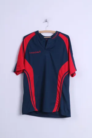 KOOGA Mens L Shirt Navy Red Rugby Button Neck # 10 Old Gittonians Jersey Top