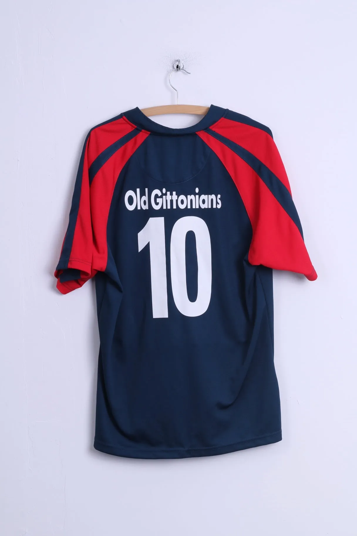 KOOGA Mens L Shirt Navy Red Rugby Button Neck # 10 Old Gittonians Jersey Top