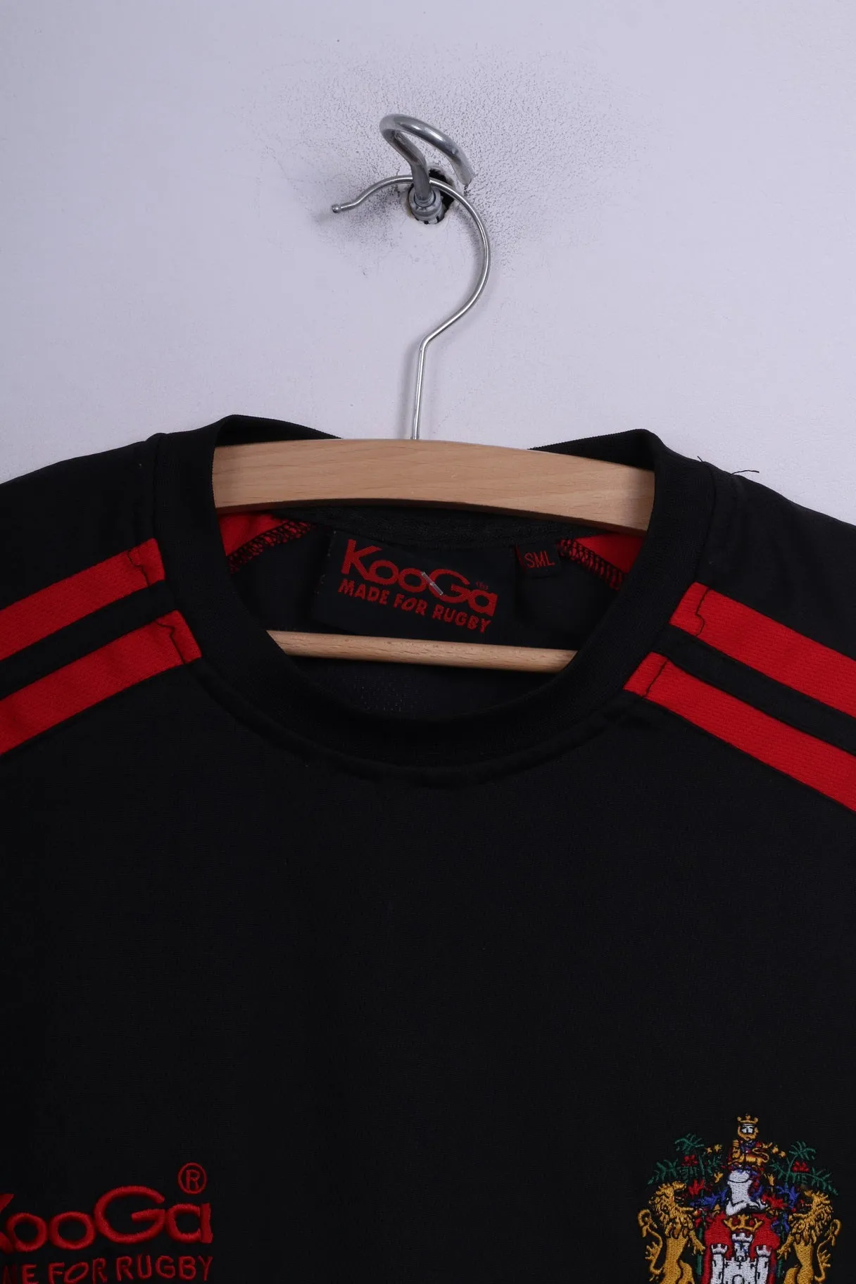 Kooga Wigan Warriors Mens SML Shirt Jersey Black Sport Short Sleeve Rugby JJb