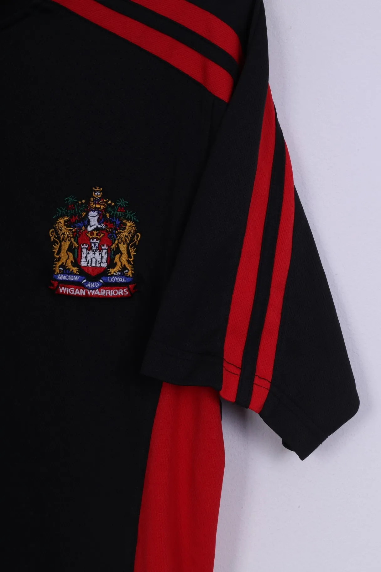 Kooga Wigan Warriors Mens SML Shirt Jersey Black Sport Short Sleeve Rugby JJb