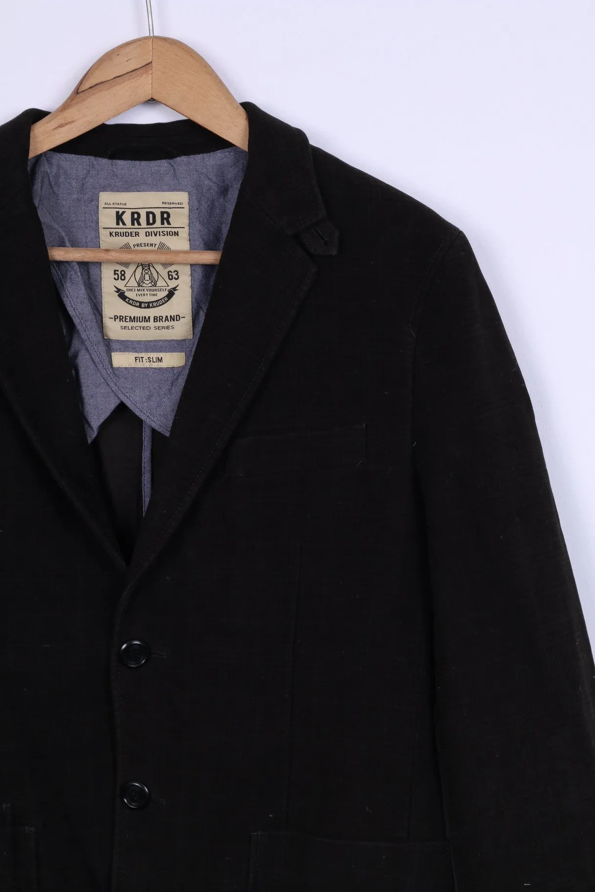 Kruder Division Mens S Jacket Fruder KRDR Fit SLim Brown Cotton Blazer