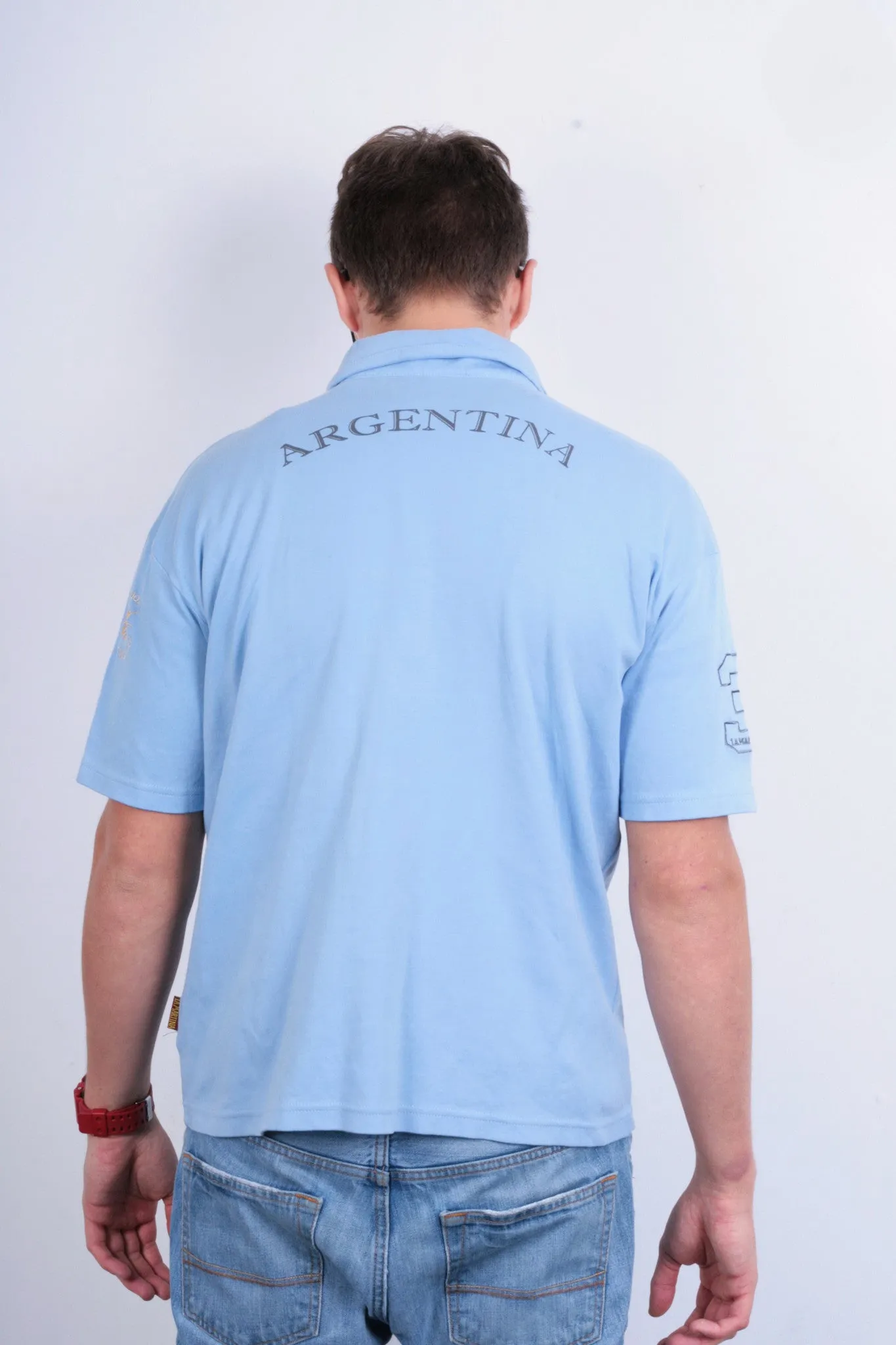 La Martina Men XL Polo Shirt Short Sleeve Blue Buenos Aires Cotton Argentina