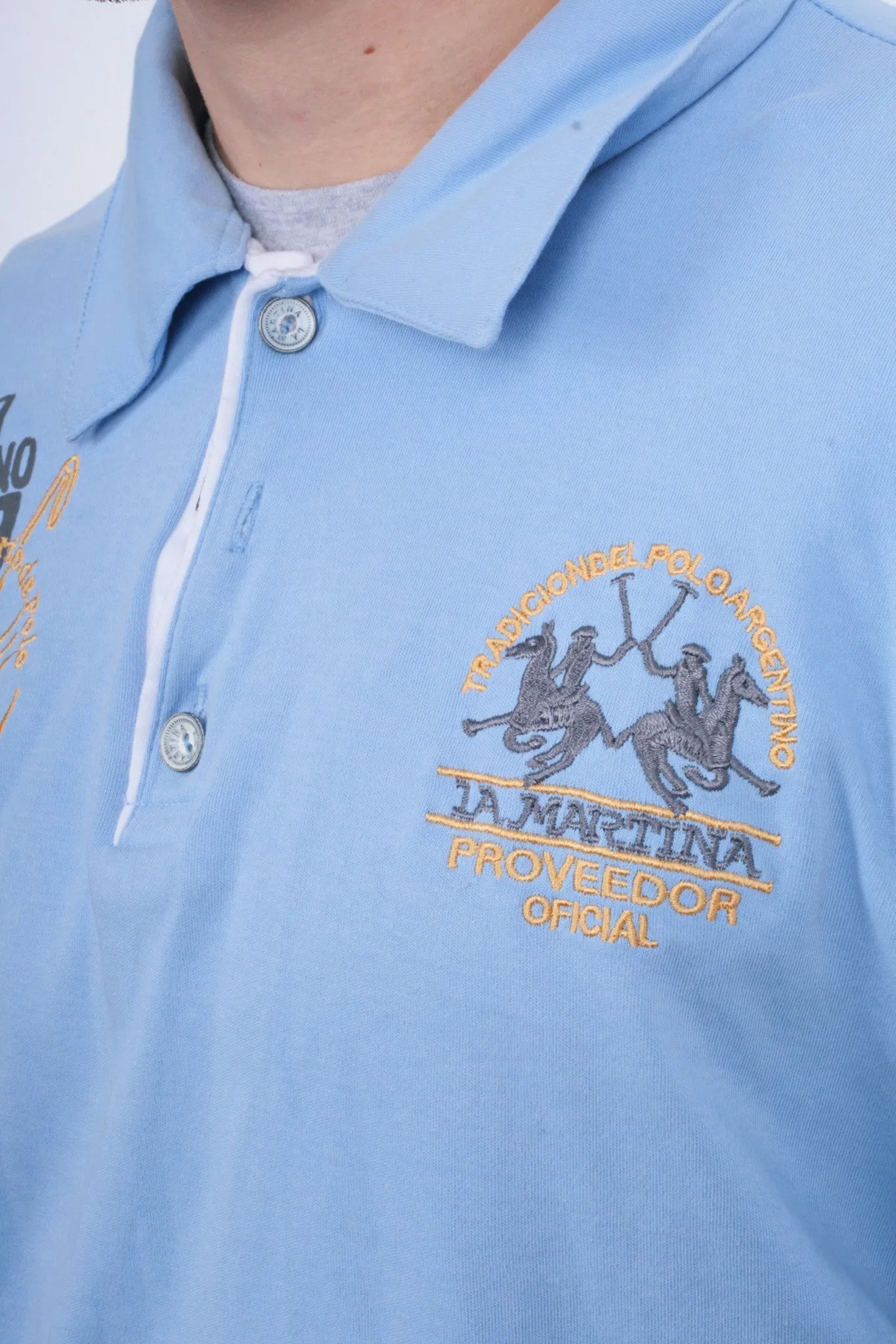 La Martina Men XL Polo Shirt Short Sleeve Blue Buenos Aires Cotton Argentina