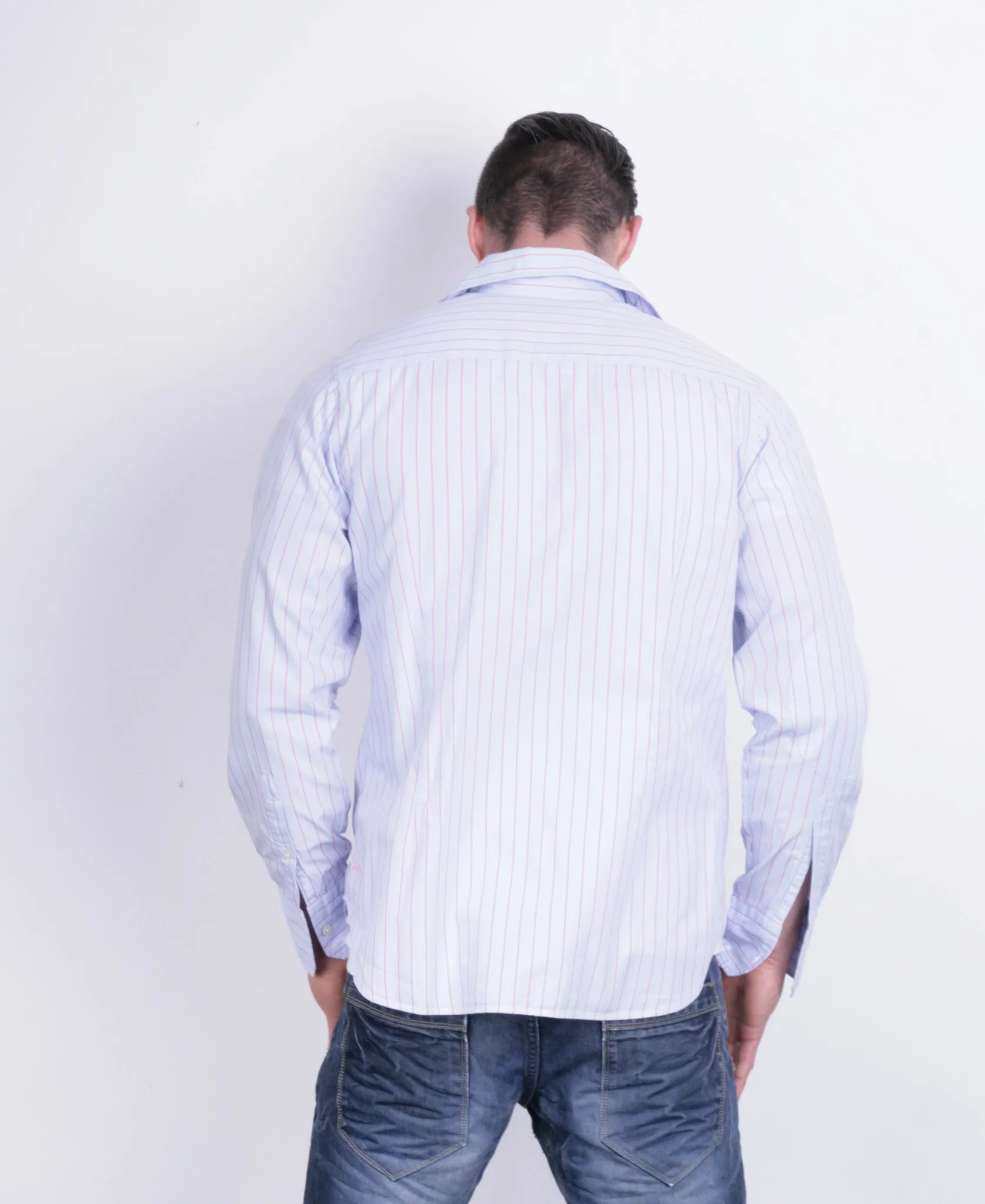 La Martina Mens L Casual Shirt Blue Cotton Buenos Aires Long Sleeve