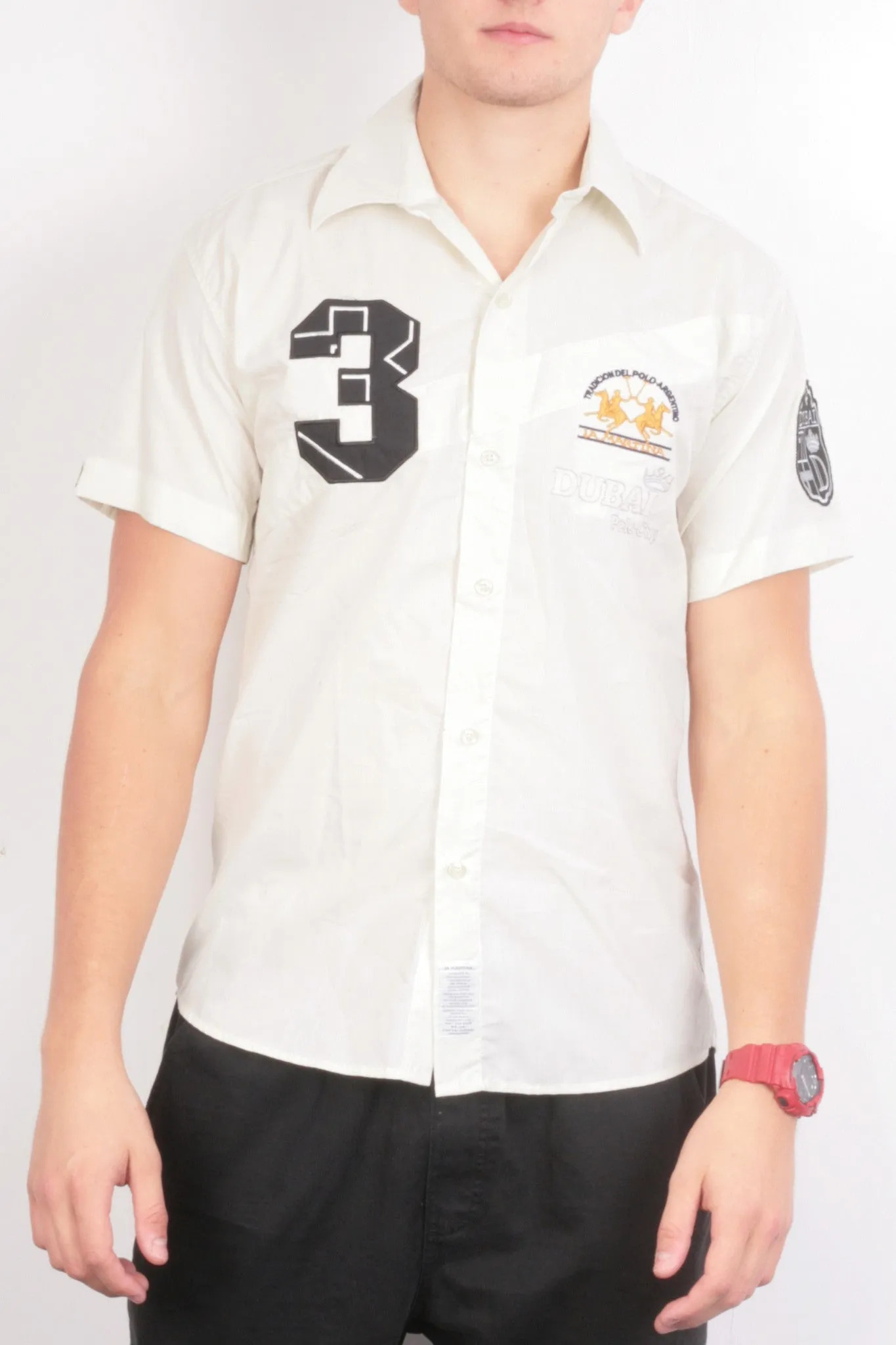 La Martina Mens L Casual Shirt Dubai Polo Short Sleeve Cotton