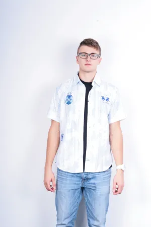 La Martina Mens L Casual Shirt White Cotton Short Sleeve Buenos Aires