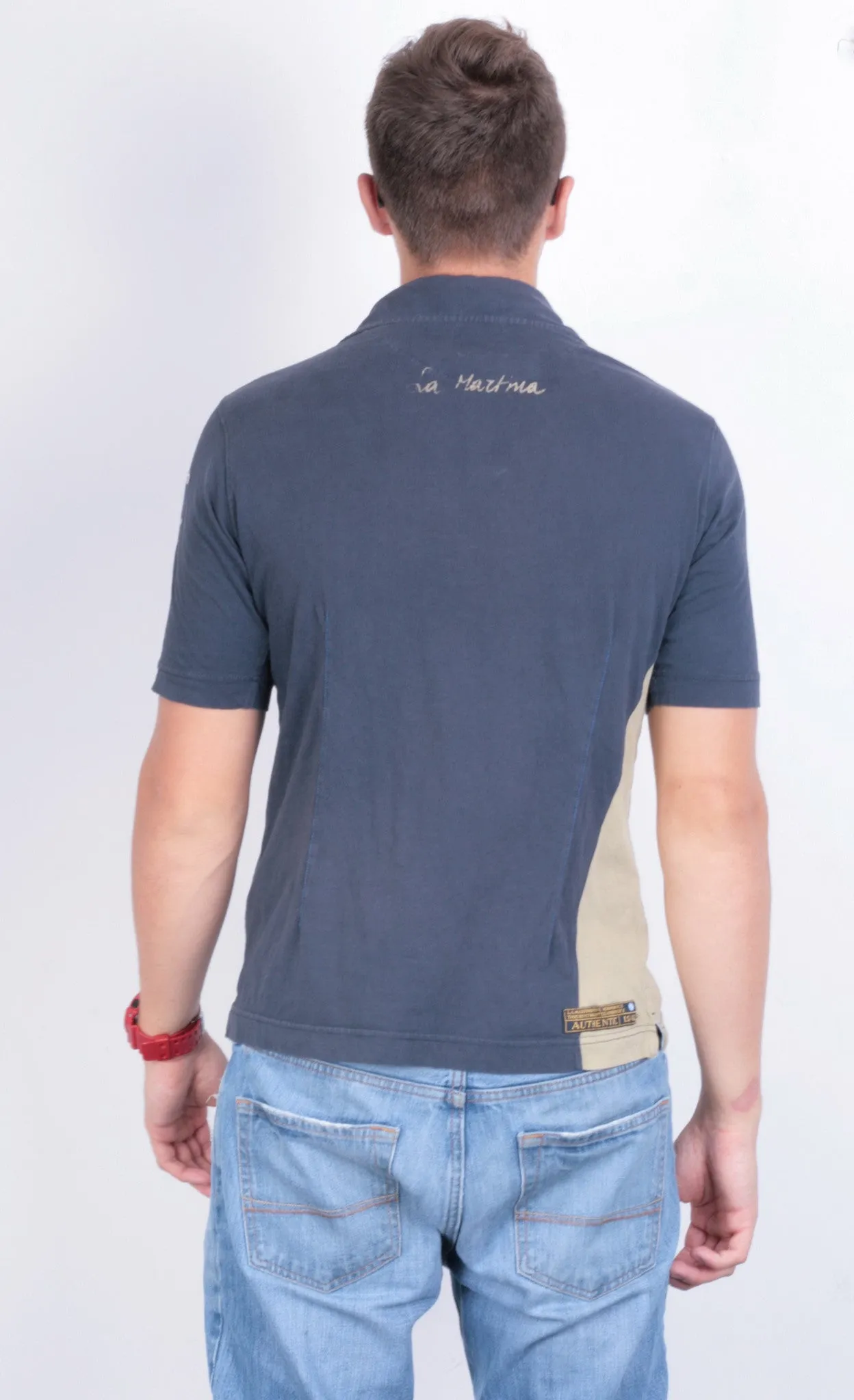 La Martina Mens M Polo Shirt Navy Blue Summer Short Sleeve Cotton