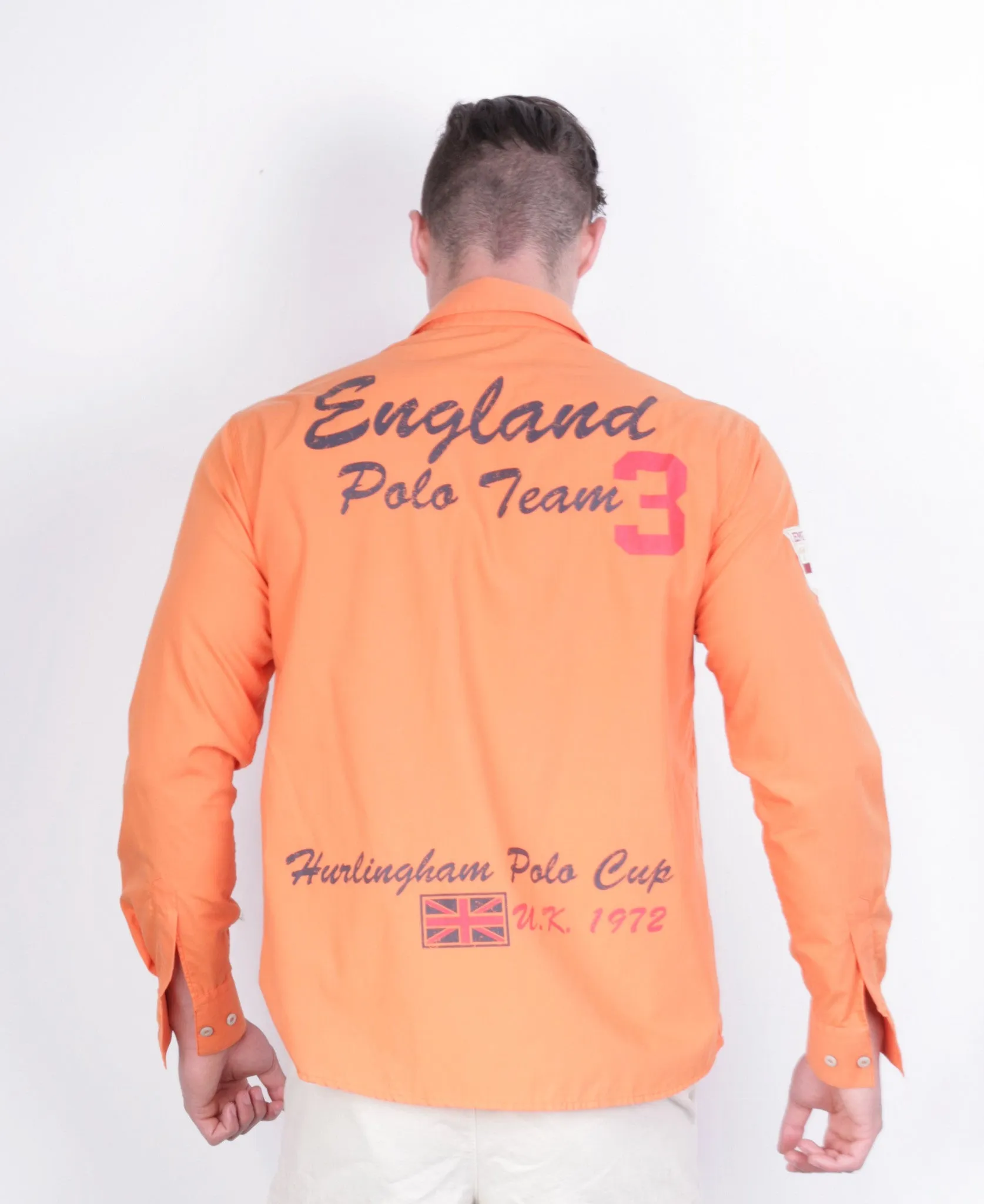 La Martina Mens XL Casual Shirt Long Sleeve Orange Argentino