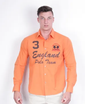 La Martina Mens XL Casual Shirt Long Sleeve Orange Argentino