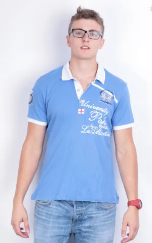 La Martina Mens XL Polo Shirt Blue Short Sleeve Cotton Summer