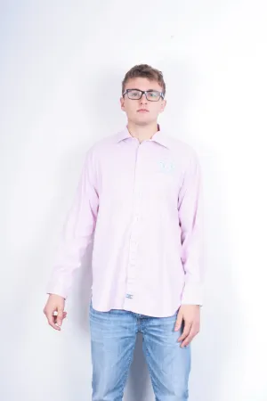 La Martina Mens XXL Casual Shirt Striped Pink Cotton Buenos Aires