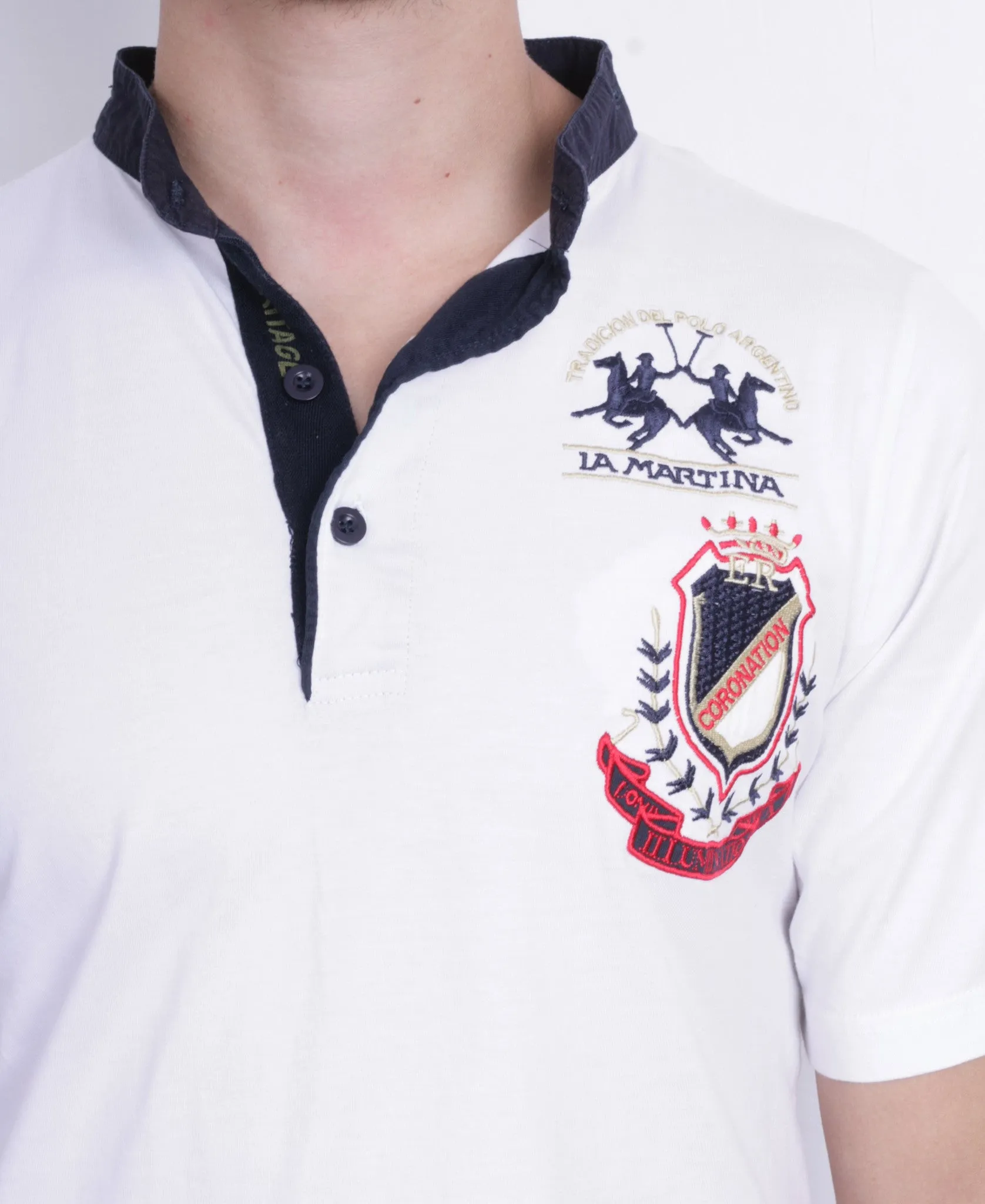 La Martina Mens XXL Shirt White Coronation Short Sleeve Cotton