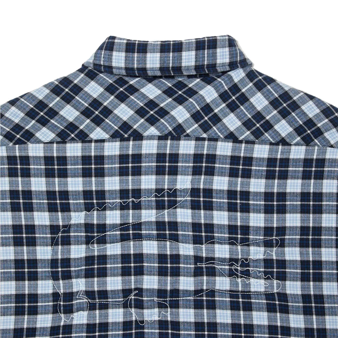 Lacoste Checked Overshirt with Quilted Lining Navy Blue / White
