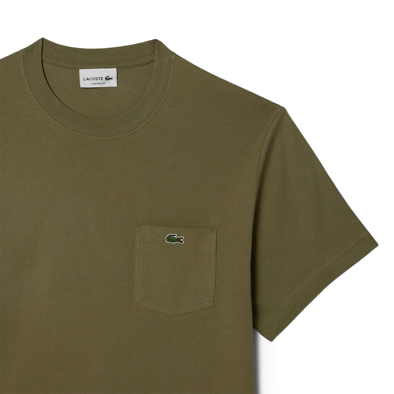 Lacoste Cotton T-Shirt with Breast Pocket Khaki