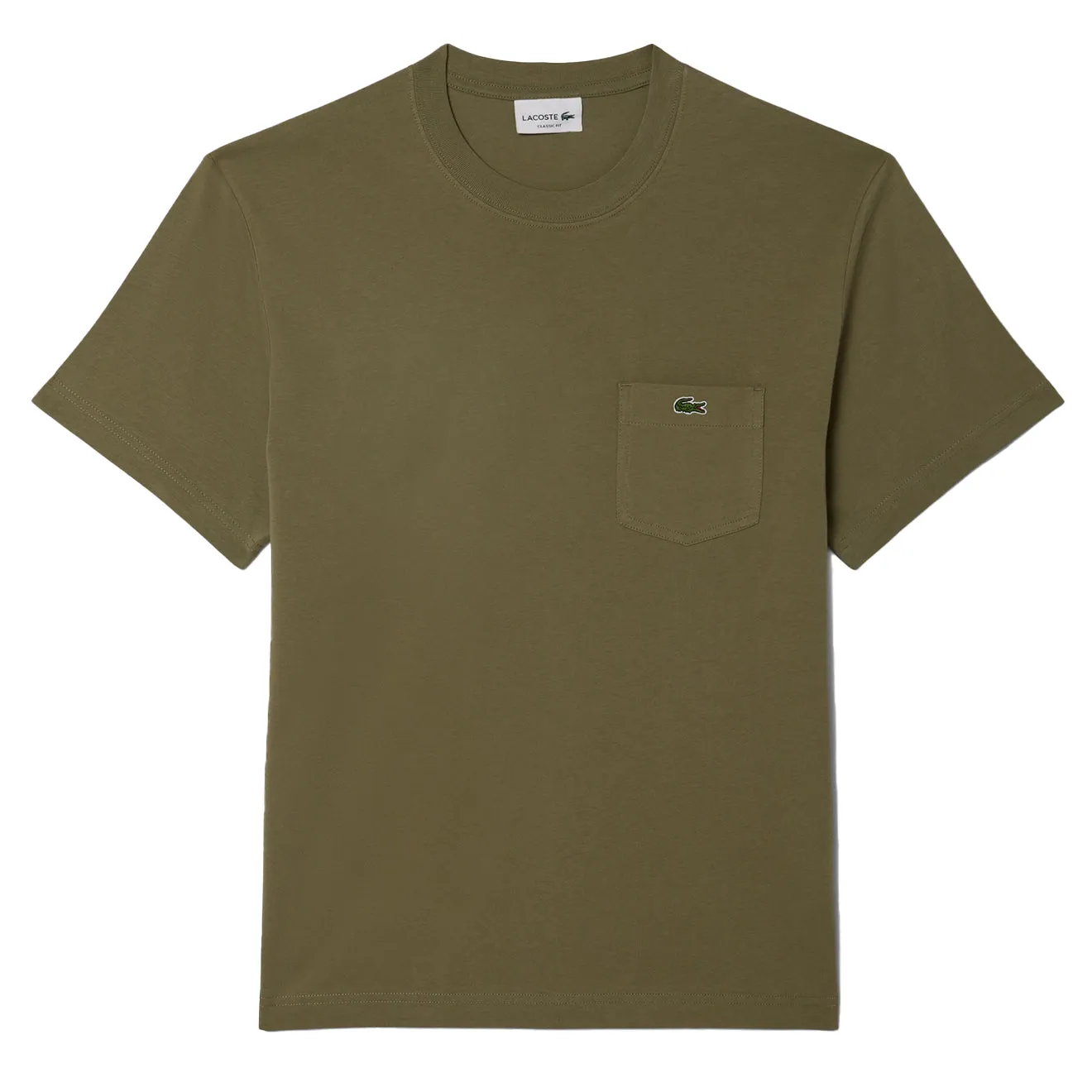 Lacoste Cotton T-Shirt with Breast Pocket Khaki