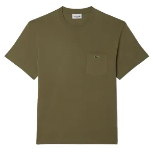 Lacoste Cotton T-Shirt with Breast Pocket Khaki