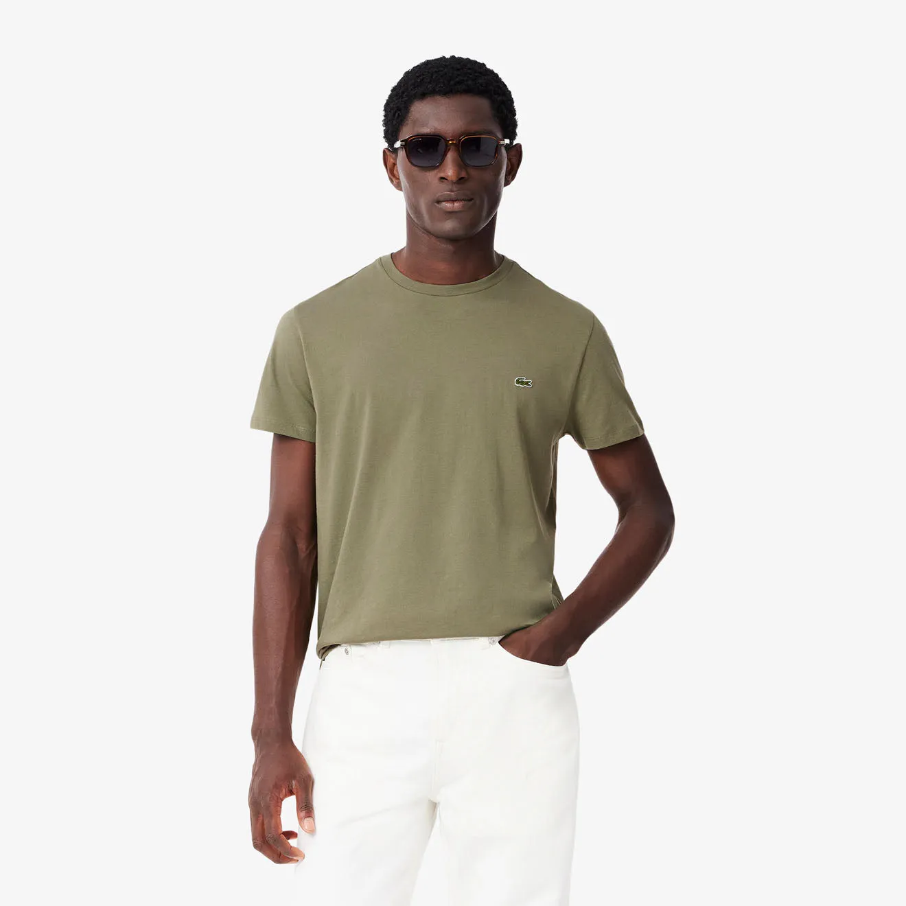 Lacoste Crew Neck Pima Cotton T-Shirt Khaki
