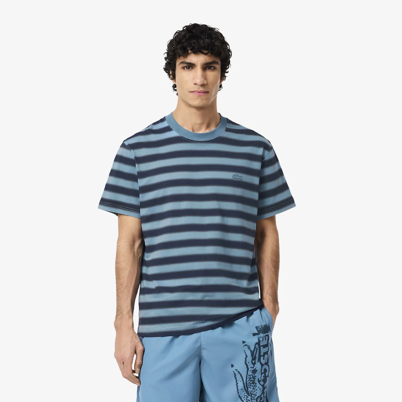 Lacoste Tonal Striped S/S Tee Blue