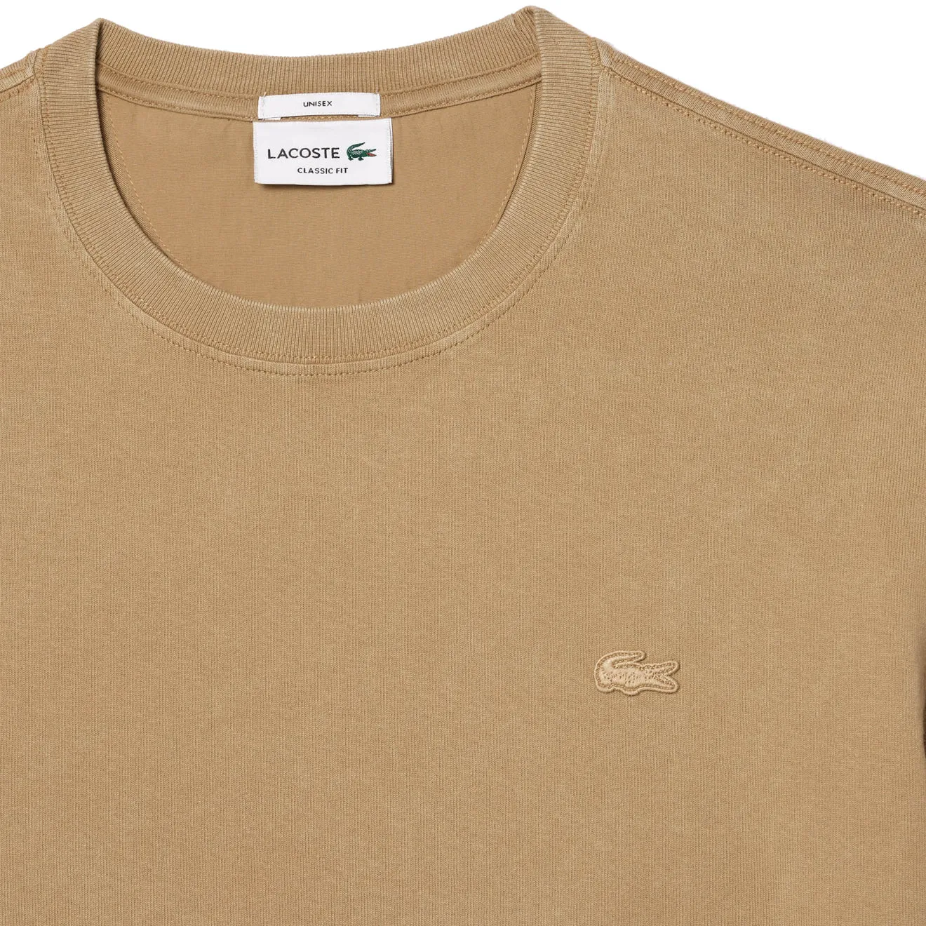 Lacoste Washed Effect Heavy Cotton T-Shirt Beige