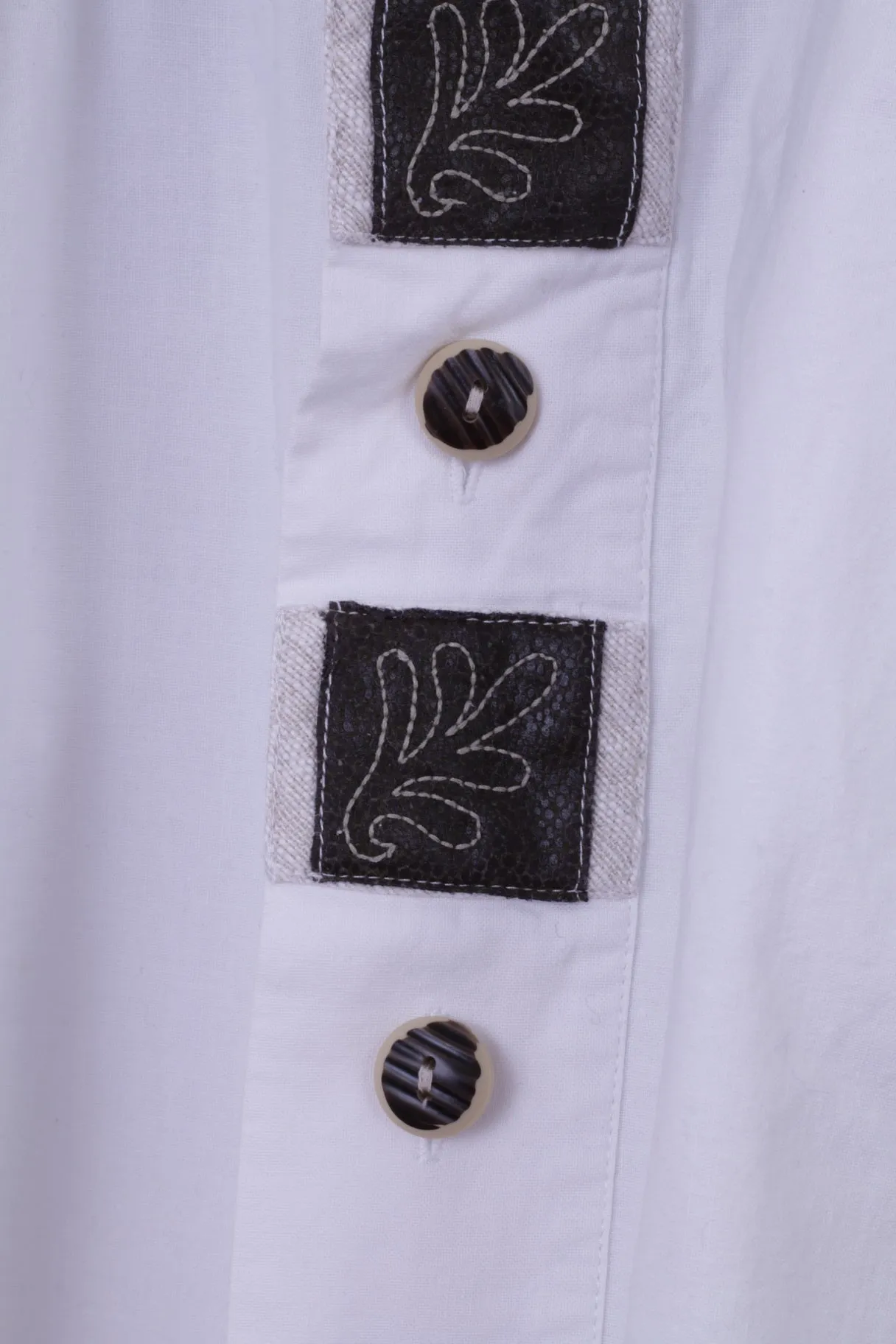 Landhaus by C&A Mens XL Casual Shirt White Cotton Naturally Detailed Tyrol Top