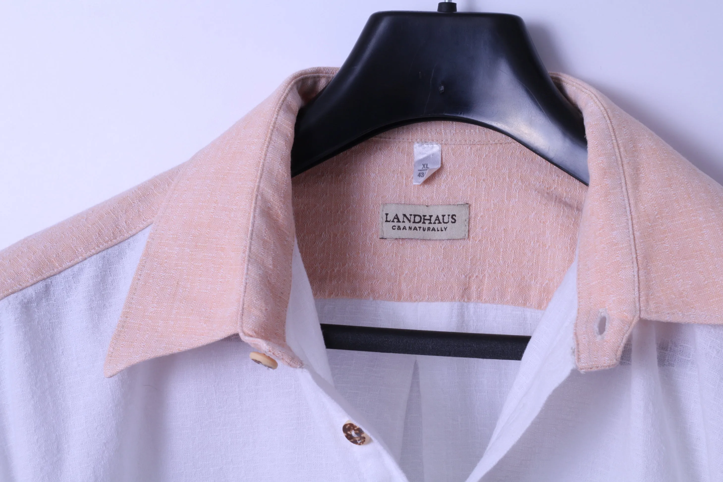 LANDHAUS C&A Naturally Mens XL 43/44 Casual Shirt White Cotton Tyrol Ebroidered Top