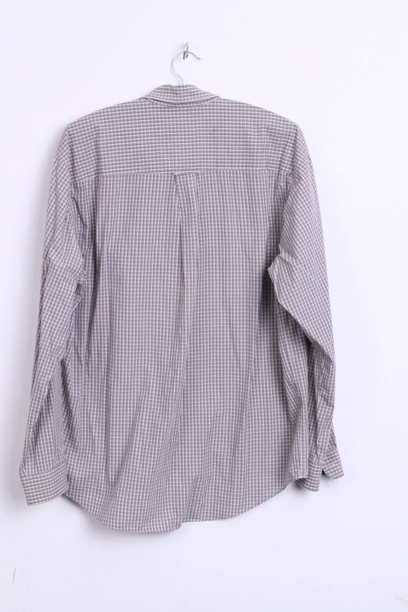 Lee Cooper Mens 16 XL Casual Shirt Check Cotton Top Grey Beige