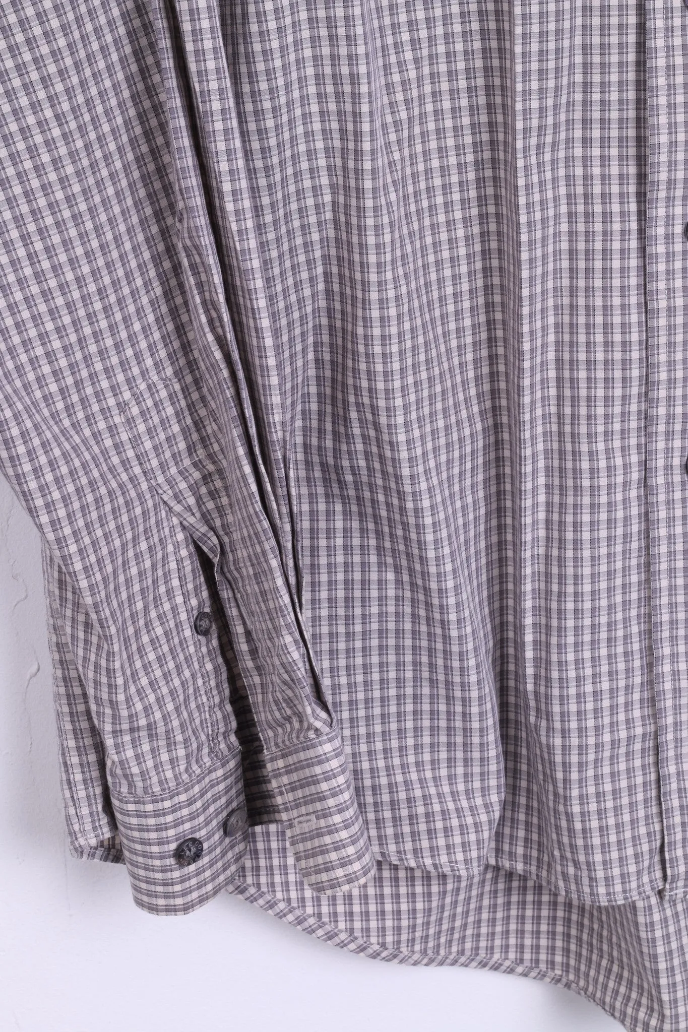 Lee Cooper Mens 16 XL Casual Shirt Check Cotton Top Grey Beige