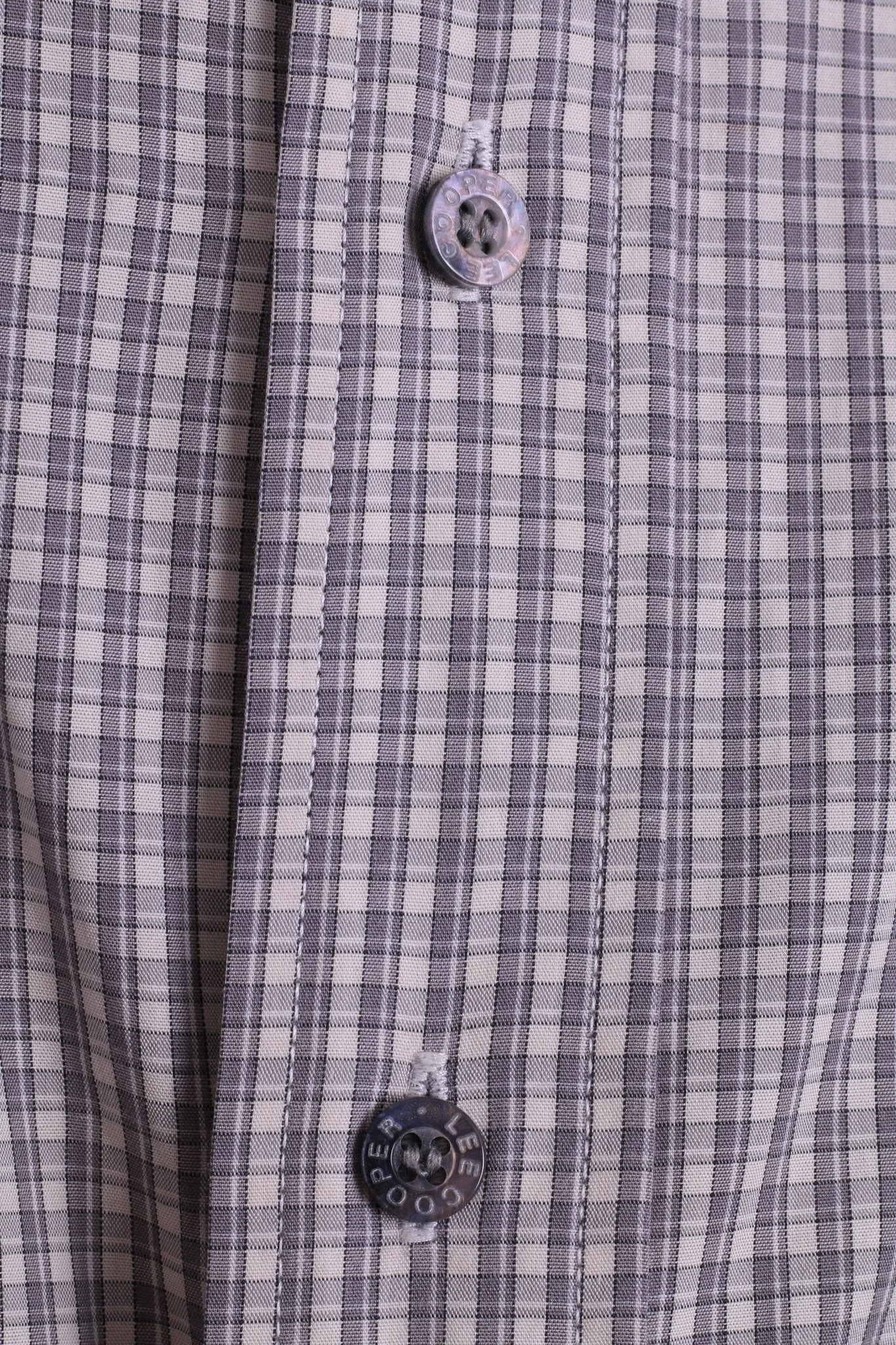 Lee Cooper Mens 16 XL Casual Shirt Check Cotton Top Grey Beige