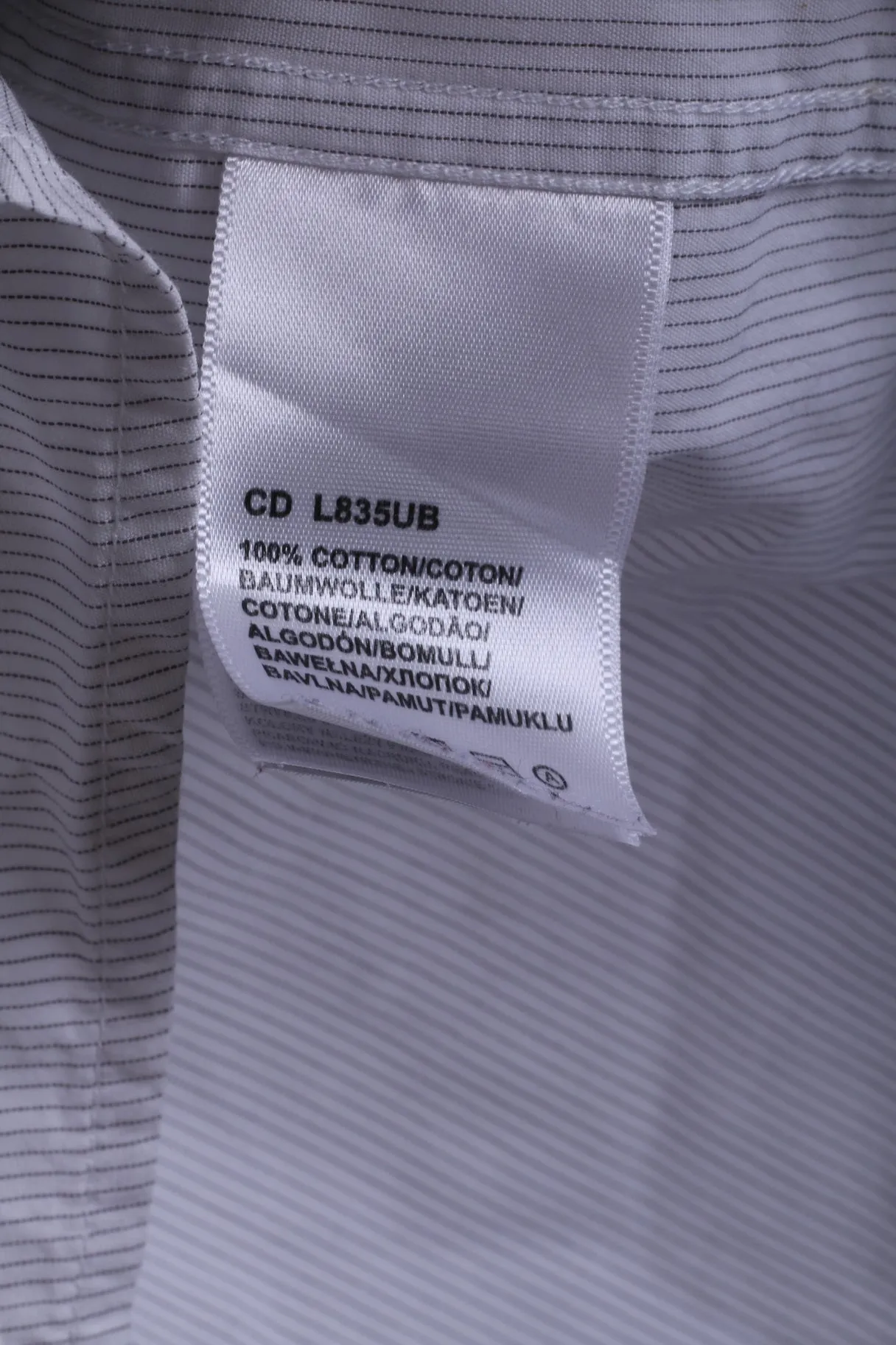 Lee Mens L Casual Shirt Stand Up Collar Striped White Long Sleeve Top