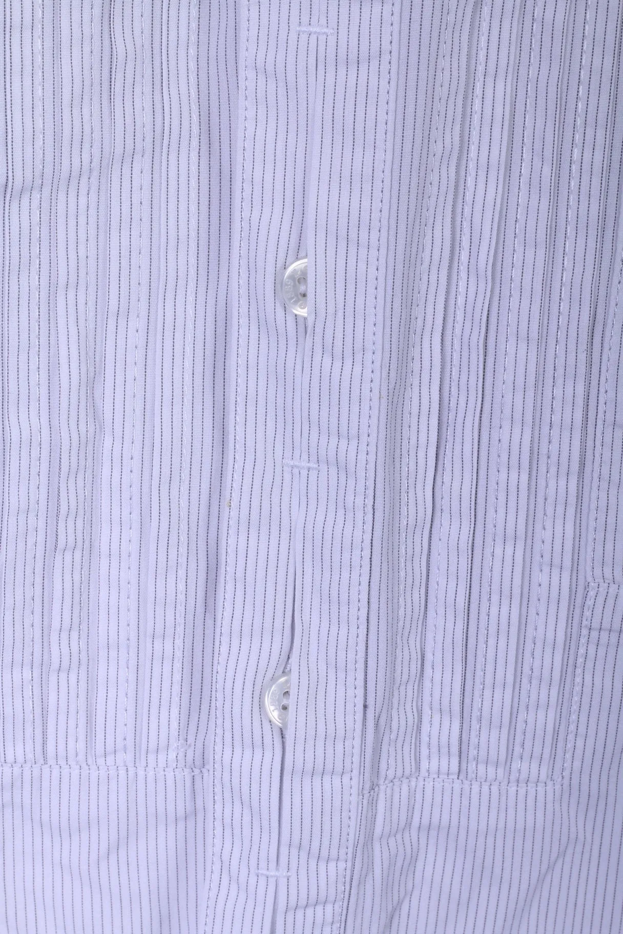 Lee Mens L Casual Shirt Stand Up Collar Striped White Long Sleeve Top
