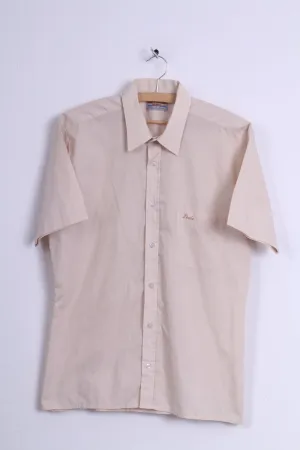 Levis Mens 16 41 S Casual Shirt Beige Cotton Short Sleeve